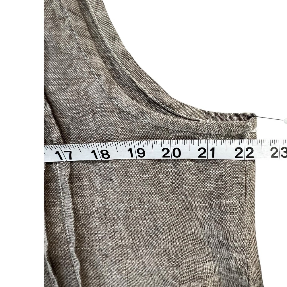 CP Shades Lindsey Mini Dress Womens L Brown Linen Pintucks Button Front Breezy - Picture 8 of 13